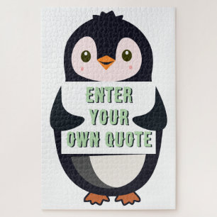 Puzzle Un pingouin tenant un panneau avec un texte person