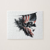 Puzzle Un pompier américain.Drapeau des Etats-Unis. (Horizontal)
