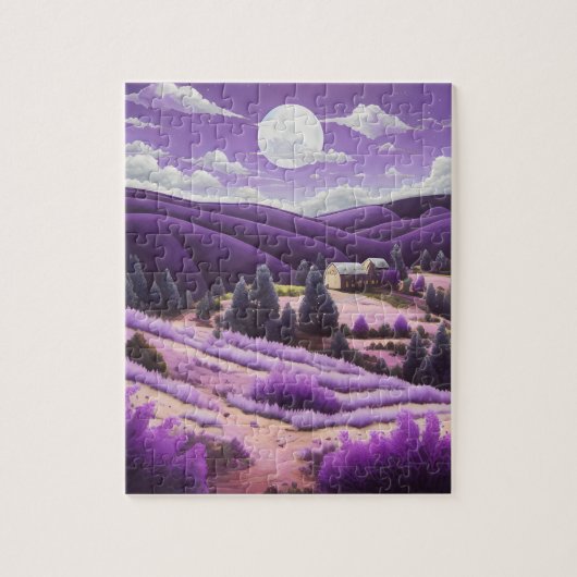 Puzzle Un pré Abstrait entouré de collines violettes (Vertical)