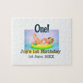 Puzzle Un premier anniversaire photo moderne ajouter nom (Horizontal)