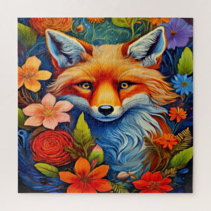 Puzzle Un Renard et Fleurs