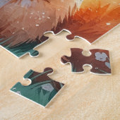 Puzzle Un renard mignon et un arc rose (Côté)