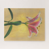 Puzzle Un rose Lily Acrylique Peinture Arrière - plan Or (Horizontal)