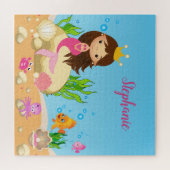 Puzzle Under the Sea Cute Brunette Mermaid Custom (Horizontal)