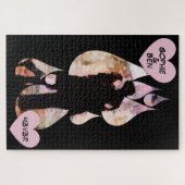 Puzzle Under Umbrella: Romantic Couple Kissing in Rain (Horizontal)