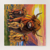 Puzzle Une adorable famille de vache des Highlands. (Horizontal)