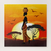 Puzzle Une belle femme africaine Silhouette sur les solei (Vertical)