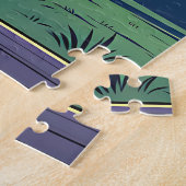 Puzzle Une femme âgée méditant sous la lune (Côté)