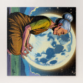 Puzzle Une femme âgée méditant sous la lune (Horizontal)