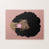 Puzzle Une Femme Noire Populant Bubblegum Rose, Rose (Horizontal)