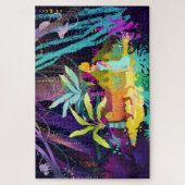 Puzzle Une fille et un léopard dans la forêt tropicale (Vertical)
