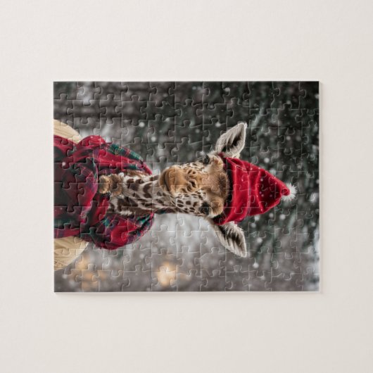 Puzzle Une girafe de Noël (Horizontal)
