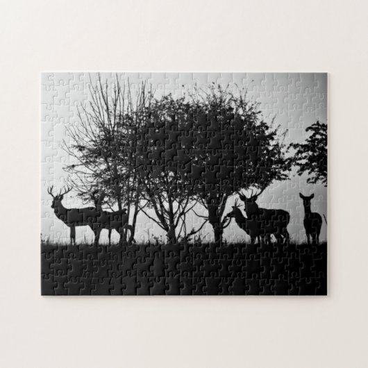 Puzzle Une image de quelques cerfs communs dans la brume (Horizontal)