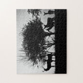 Puzzle Une image de quelques cerfs communs dans la brume (Vertical)