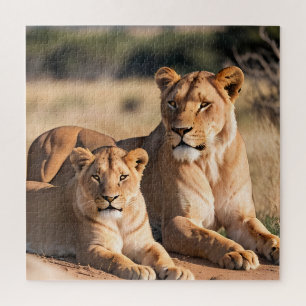 Puzzle Une lionne et son petit