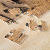 Puzzle Une mère éléphant d'Afrique et son petit en déplac (Côté)