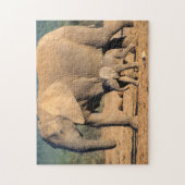 Puzzle Une mère éléphant d'Afrique et son petit en déplac (Vertical)