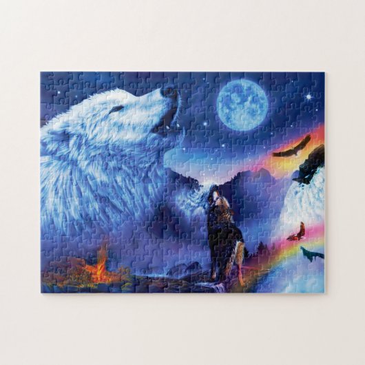 Puzzle Une meute de loups dans une nuit sombre (Horizontal)