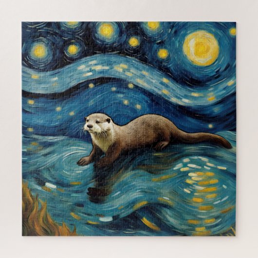 Puzzle Une Otter dans la mer de nuit étoilée (Vertical)