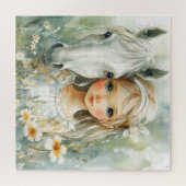 Puzzle Une petite fille avec un cheval (Horizontal)