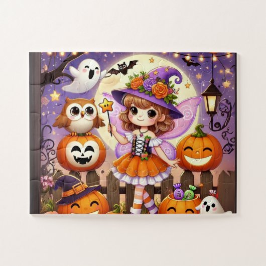 Puzzle Une petite fille en costume de fée à Halloween (Horizontal)