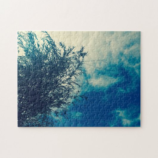 Puzzle Une photo de Weeping Willow et du ciel bleu (Horizontal)