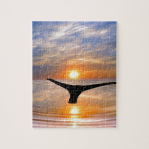 Puzzle Une queue de baleines au coucher du soleil