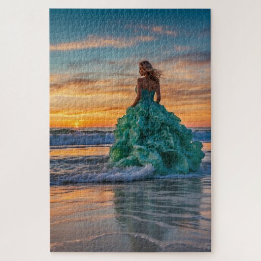 Puzzle Une scène de coucher de soleil sur l'océan avec un (Vertical)