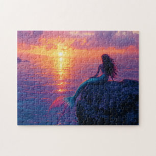 Puzzle Une sirène regarde l'art du coucher du soleil