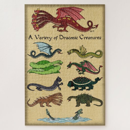 Puzzle Une variété de créatures draconiennes (Vertical)