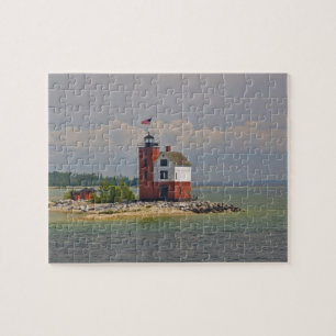 Puzzle Une vue de la station de phare de Round Island.
