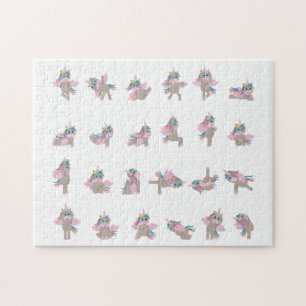 Puzzle Unicorn Yoga Poses Design Motif