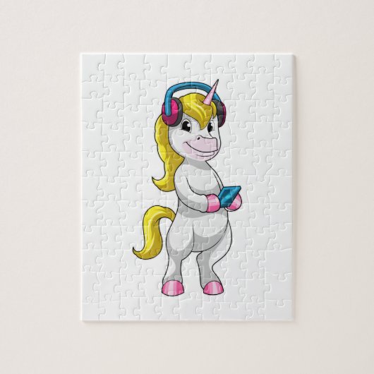 Puzzle Unicorne à l'écoute de musique avec casque (Vertical)