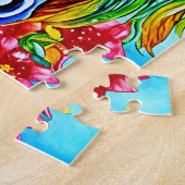 Puzzle Unicorne Abstraite Fleurs de visage aquarelle Art (Côté)