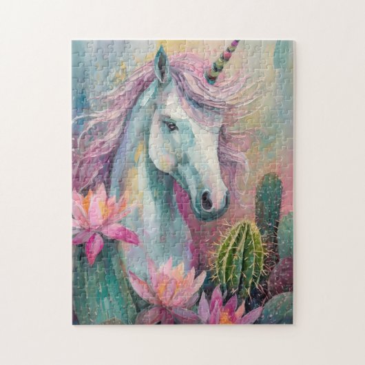 Puzzle Unicorne Abstraite lunatique et succulents (Vertical)