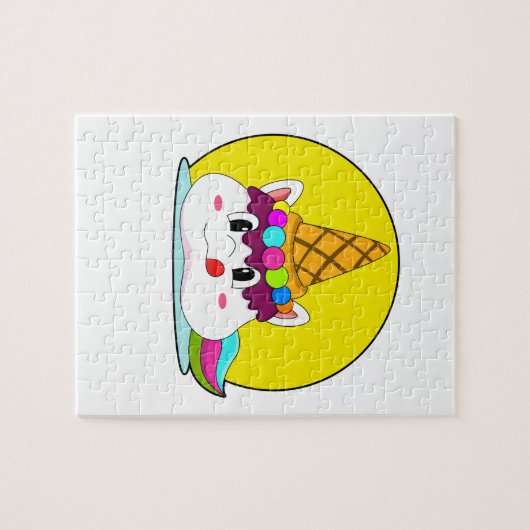 Puzzle Unicorne avec cône de crème glacée (Horizontal)