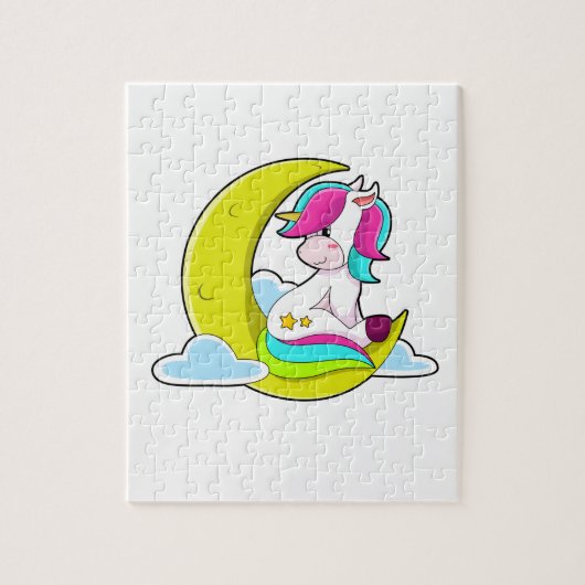 Puzzle Unicorne avec nuages et lune (Vertical)
