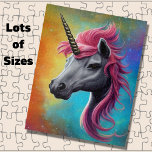 Puzzle Unicorne avec Pink Mane Jigsaw<br><div class="desc">Unicorne avec Mane rose - voir cette conception sur d'autres produits dans mon magasin</div>