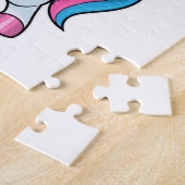 Puzzle Unicorne comme coiffeur avec aérosol (Côté)