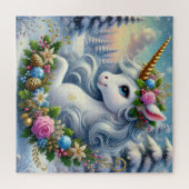 Puzzle Unicorne de Noël lunatique avec couronne (Horizontal)
