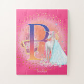 Puzzle Unicorne et princesse avec la lettre du château B (Vertical)