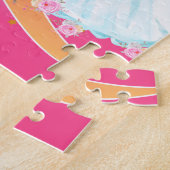 Puzzle Unicorne et princesse avec la lettre du château Q (Côté)