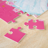 Puzzle Unicorne et princesse avec la lettre du château V (Côté)