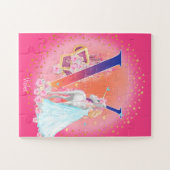 Puzzle Unicorne et princesse avec la lettre du château V (Horizontal)