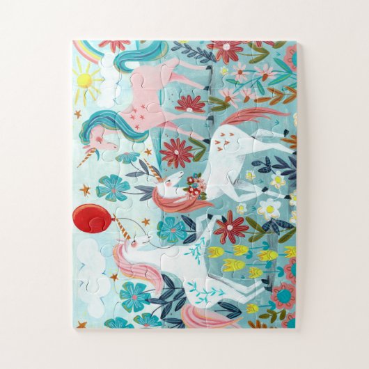 Puzzle Unicorne mignonne filles arc-en-ciel (Vertical)