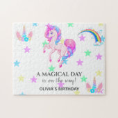 Puzzle Unicorne modifiable fête d'anniversaire (Horizontal)