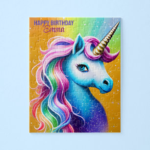 Puzzle Unicorne Personnalisée Joyeux Anniversaire avec no