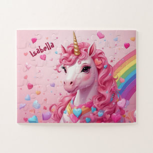 Puzzle Unicorne rose majestueuse Enfants personnalisés