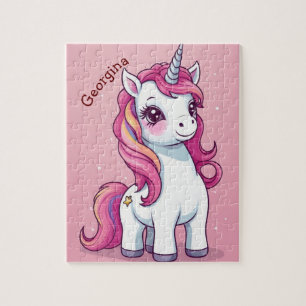 Puzzle Unicorne rose Whimsical Enfants personnalisés