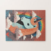 Puzzle Unicorne sous arc-en-ciel et parmi les coeurs (Horizontal)